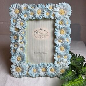 Amscan Blossoms Light Blue Daisy Floral Resin 4x6 Picture Frame Vintage 90s